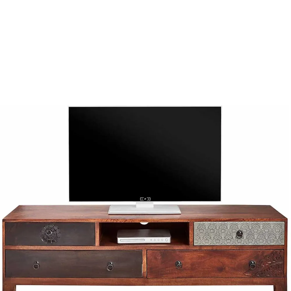 Wohnen Tv & Hifi-Möbel|Lowboards<150x40x40 Fernsehkommode aus Akazie mehrfarbig - Welina