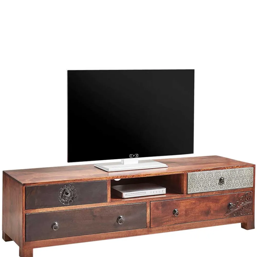 Wohnen Tv & Hifi-Möbel|Lowboards<150x40x40 Fernsehkommode aus Akazie mehrfarbig - Welina