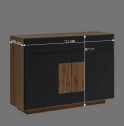 Wohnen Sideboards<120x87x40 Flur Kommode in Anthrazit Glas - Mandrey