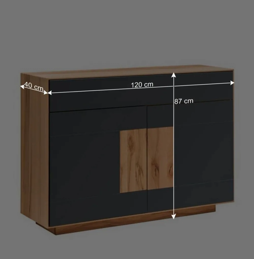 Wohnen Sideboards<120x87x40 Flur Kommode in Anthrazit Glas - Mandrey