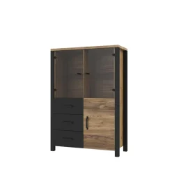 Wohnen Highboards|Vitrinen<101x146x43 Glastüren Highboard in Fichte NB - Simeona