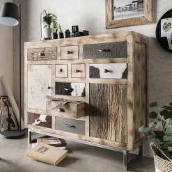 Wohnen Sideboards<115x103x36 Große Kommode aus Recyclingholz - Calcalero