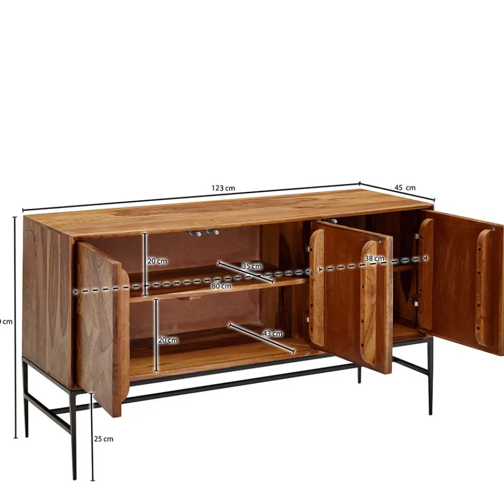 Wohnen Sideboards<123x70x45 Große Kommode aus Sheesham Holz - Ovalle