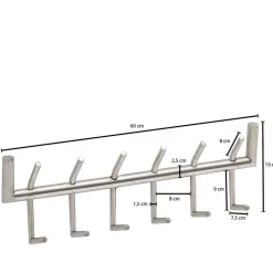 Wohnen Garderoben<60x19x10 Hakenleiste mit zwölf Haken - Almond