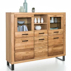 Wohnen Highboards|Kommoden<158x140x40 Highboard aus Wildeiche teilmassiv - Arello I