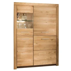 Wohnen Highboards|Schränke<102x141x40 Highboard aus Wildeiche mit Glaseinsatz - Loitons