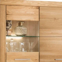 Wohnen Highboards|Schränke<102x141x40 Highboard aus Wildeiche mit Glaseinsatz - Loitons