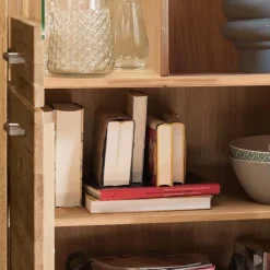 Wohnen Highboards|Schränke<102x141x40 Highboard aus Wildeiche mit Glaseinsatz - Loitons