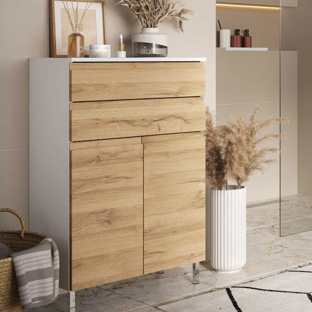 Wohnen Highboards<60x97x34 Highboard fürs Bad zweifarbig - Aspariavo
