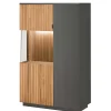 Wohnen Highboards|Vitrinen<92x152x40 Highboard in Anthrazit & Eiche Bianco - Cruzca