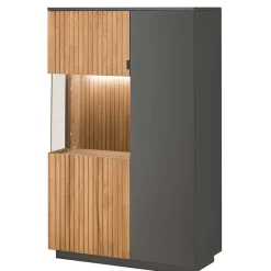 Wohnen Highboards|Vitrinen<92x152x40 Highboard in Anthrazit & Eiche Bianco - Cruzca
