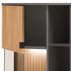 Wohnen Highboards|Vitrinen<92x152x40 Highboard in Anthrazit & Eiche Bianco - Cruzca