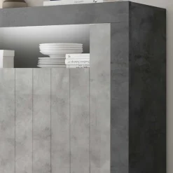 Wohnen Highboards<110x144x43 Highboard in Beton Grau Dekor - Beverli
