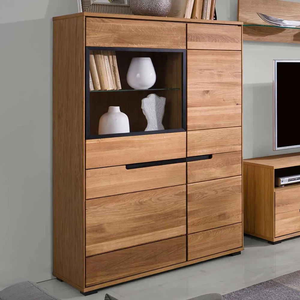 Wohnen Highboards<102x148x42 Highboard mit Glas Einsatz - 4-türig - Sennya