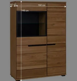 Wohnen Highboards<102x148x42 Highboard mit Glas Einsatz - 4-türig - Sennya