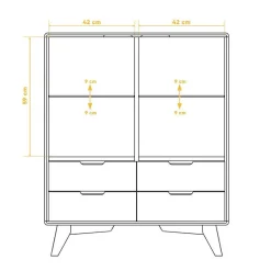 Wohnen Vitrinen<90x109x40 Highboard mit Glas Türen & 4 Schubladen - Diesta