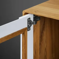 Wohnen Vitrinen<90x109x40 Highboard mit Glas Türen & 4 Schubladen - Diesta