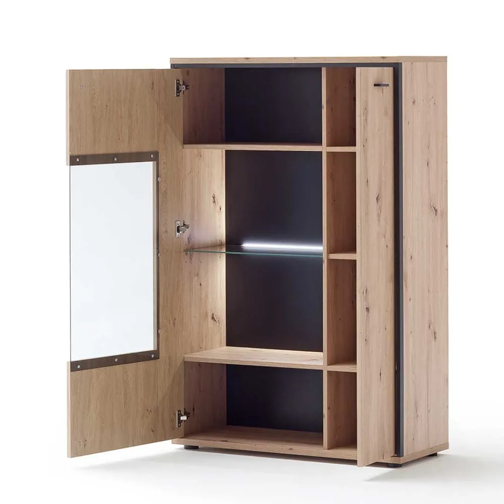 Wohnen Highboards<93x142x38 Highboard mit Glaseinsatz - Nikdus