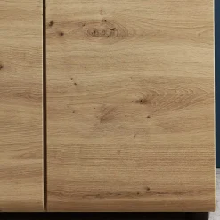 Wohnen Highboards|Vitrinen<80x148x37 Highboard mit Glaseinsatz in Holzoptik - Iniaco