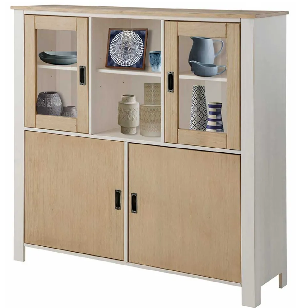 Wohnen Sideboards<125x120x35 Highboard Scandi Style zweifarbig - Airina