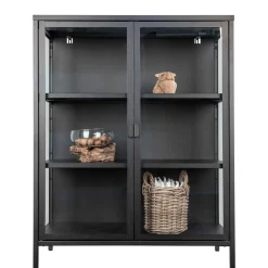 Wohnen Vitrinen<80x102x40 Highboard Vitrine aus Glas & Stahl - Immy