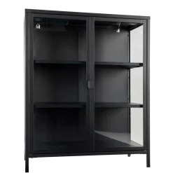 Wohnen Vitrinen<80x102x40 Highboard Vitrine aus Glas & Stahl - Immy