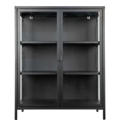 Wohnen Vitrinen<80x102x40 Highboard Vitrine aus Glas & Stahl - Immy