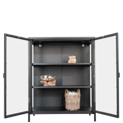Wohnen Vitrinen<80x102x40 Highboard Vitrine aus Glas & Stahl - Immy