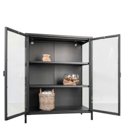 Wohnen Vitrinen<80x102x40 Highboard Vitrine aus Glas & Stahl - Immy