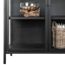 Wohnen Vitrinen<80x102x40 Highboard Vitrine aus Glas & Stahl - Immy