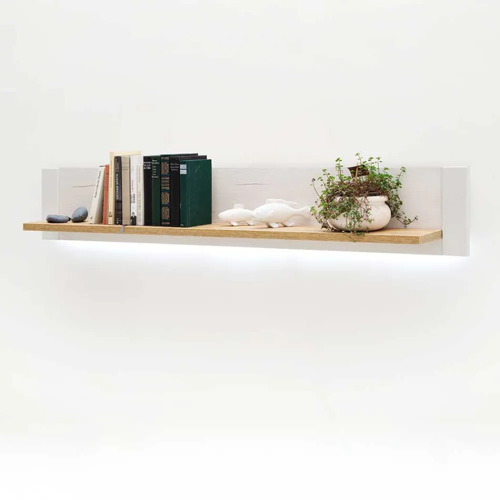 Wohnen Regale<150x25x22 Hängeboard in Natur & Weiß - Samula