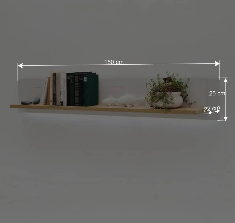 Wohnen Regale<150x25x22 Hängeboard in Natur & Weiß - Samula