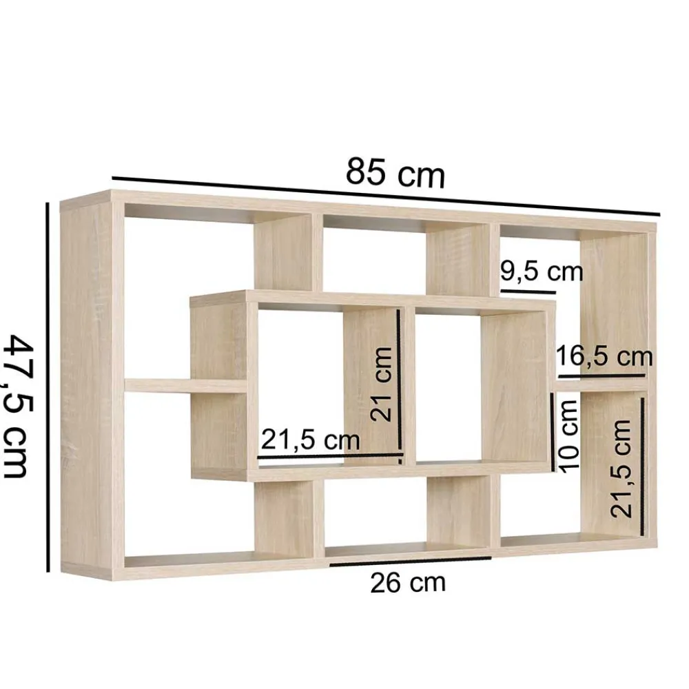 Wohnen Regale<85x48x16 Hängeregal mit acht Fächern - Franklin