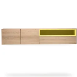 Wohnen Tv & Hifi-Möbel|Lowboards<205x43x40 Hängeschrank fürs Wohnzimmer in Eiche Bianco - Enifra