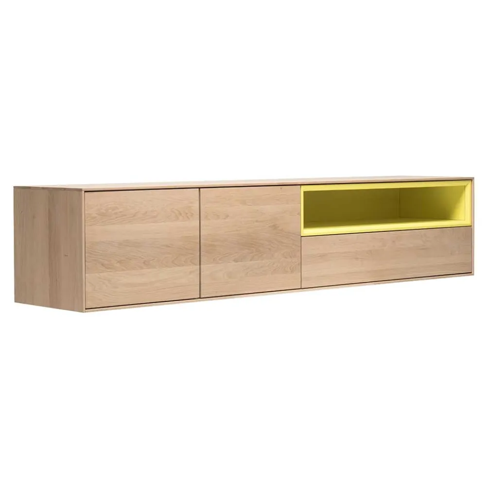 Wohnen Tv & Hifi-Möbel|Lowboards<205x43x40 Hängeschrank fürs Wohnzimmer in Eiche Bianco - Enifra