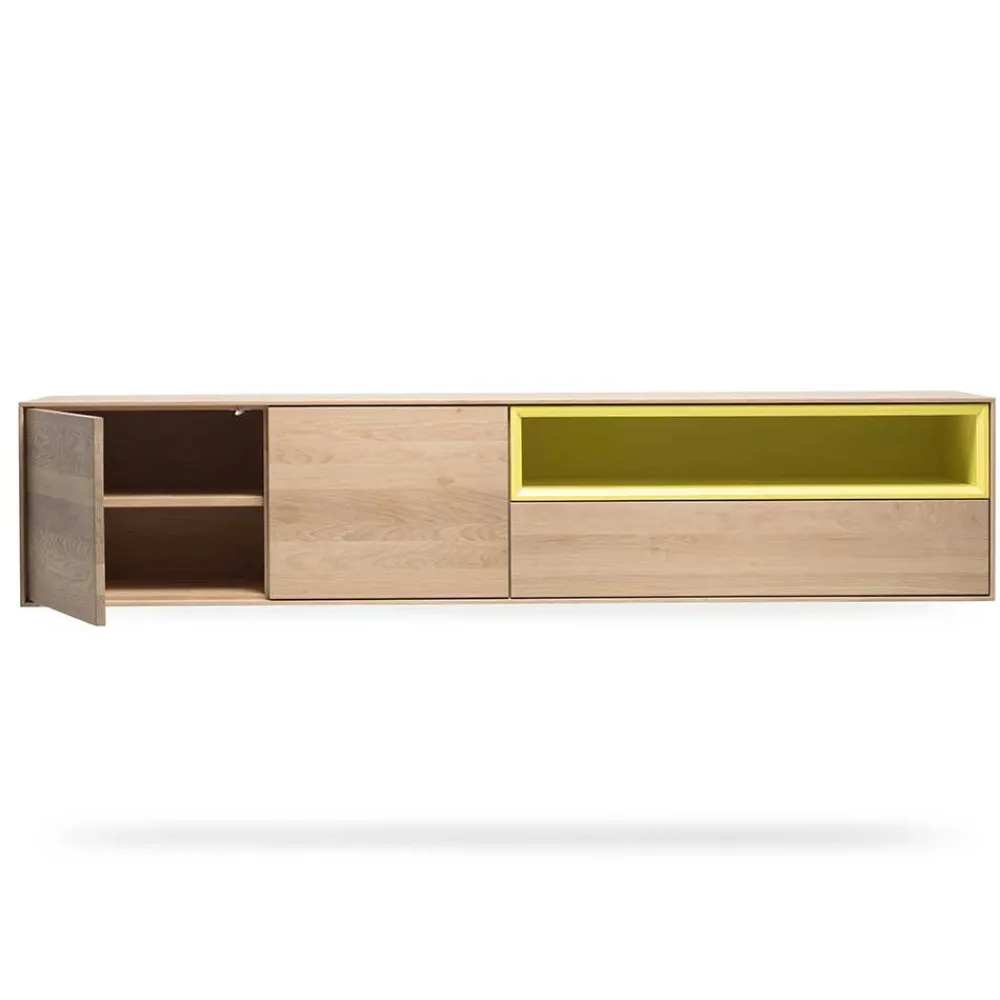 Wohnen Tv & Hifi-Möbel|Lowboards<205x43x40 Hängeschrank fürs Wohnzimmer in Eiche Bianco - Enifra