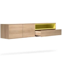 Wohnen Tv & Hifi-Möbel|Lowboards<205x43x40 Hängeschrank fürs Wohnzimmer in Eiche Bianco - Enifra