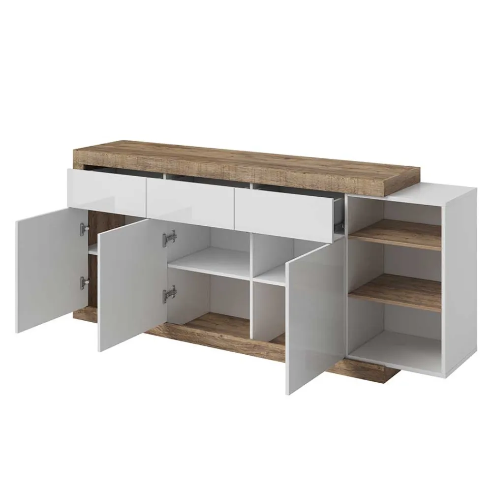 Wohnen Sideboards<200x86x40 Hochglanz Anrichte in Weiß - Milvara