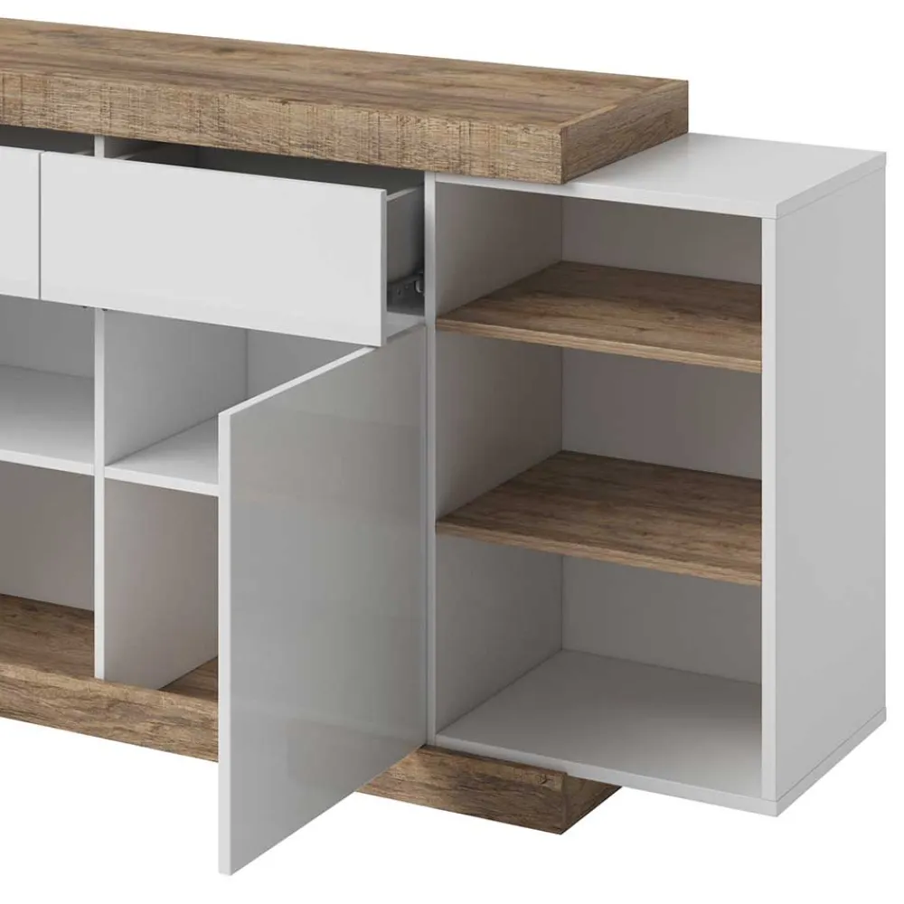 Wohnen Sideboards<200x86x40 Hochglanz Anrichte in Weiß - Milvara