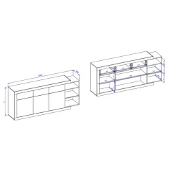 Wohnen Sideboards<200x86x40 Hochglanz Anrichte in Weiß - Milvara