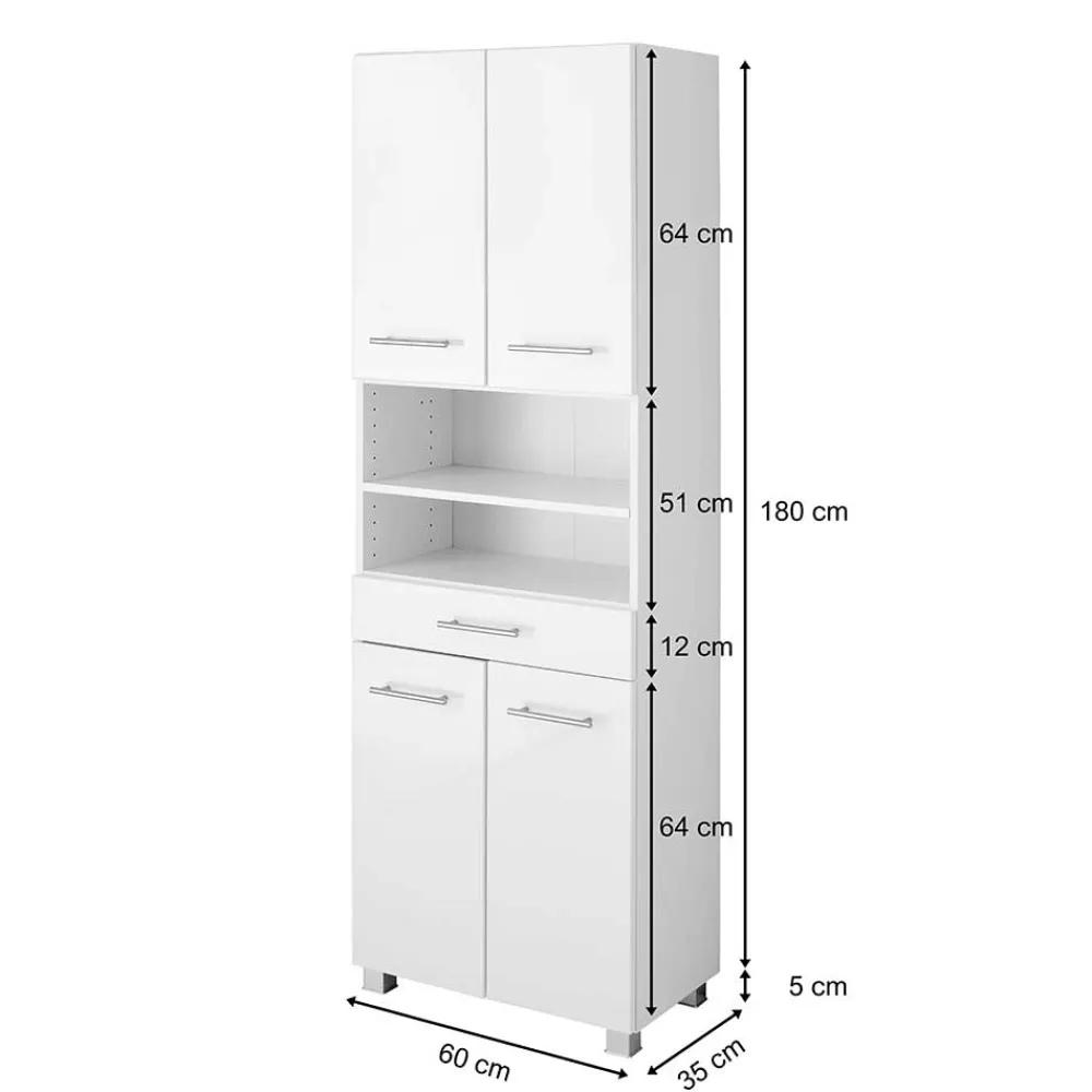 Wohnen Schränke<60x185x35 Hochglanz Hochschrank fürs Bad - Vohdan