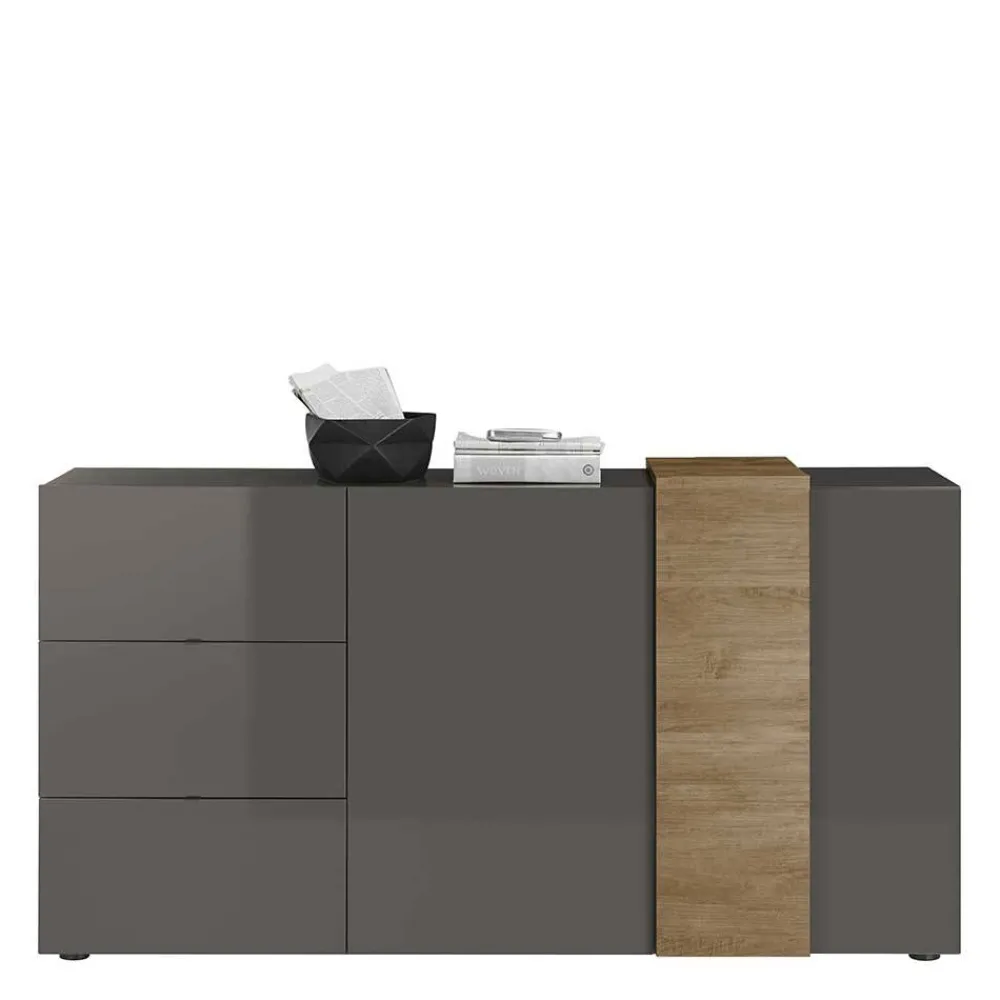 Wohnen Sideboards<181x94x44 Hochglanz Kombi-Kommode in Grau - Eracosta