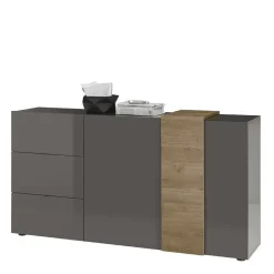 Wohnen Sideboards<181x94x44 Hochglanz Kombi-Kommode in Grau - Eracosta