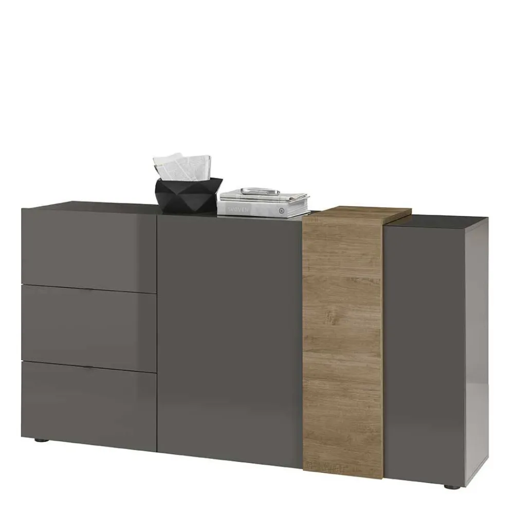 Wohnen Sideboards<181x94x44 Hochglanz Kombi-Kommode in Grau - Eracosta