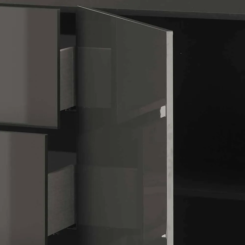 Wohnen Sideboards<181x94x44 Hochglanz Kombi-Kommode in Grau - Eracosta