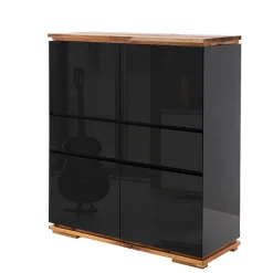 Wohnen Highboards|Kommoden<102x115x40 Hochglanz Kommode in Schwarz - Ercurs