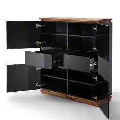 Wohnen Highboards|Kommoden<102x115x40 Hochglanz Kommode in Schwarz - Ercurs