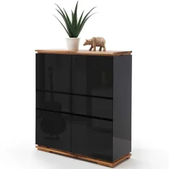 Wohnen Highboards|Kommoden<102x115x40 Hochglanz Kommode in Schwarz - Ercurs
