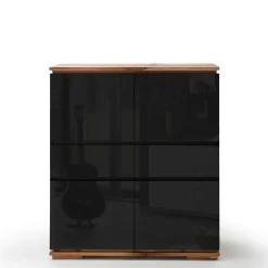 Wohnen Highboards|Kommoden<102x115x40 Hochglanz Kommode in Schwarz - Ercurs