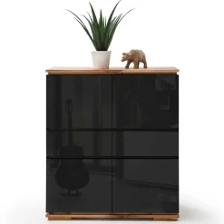 Wohnen Highboards|Kommoden<102x115x40 Hochglanz Kommode in Schwarz - Ercurs